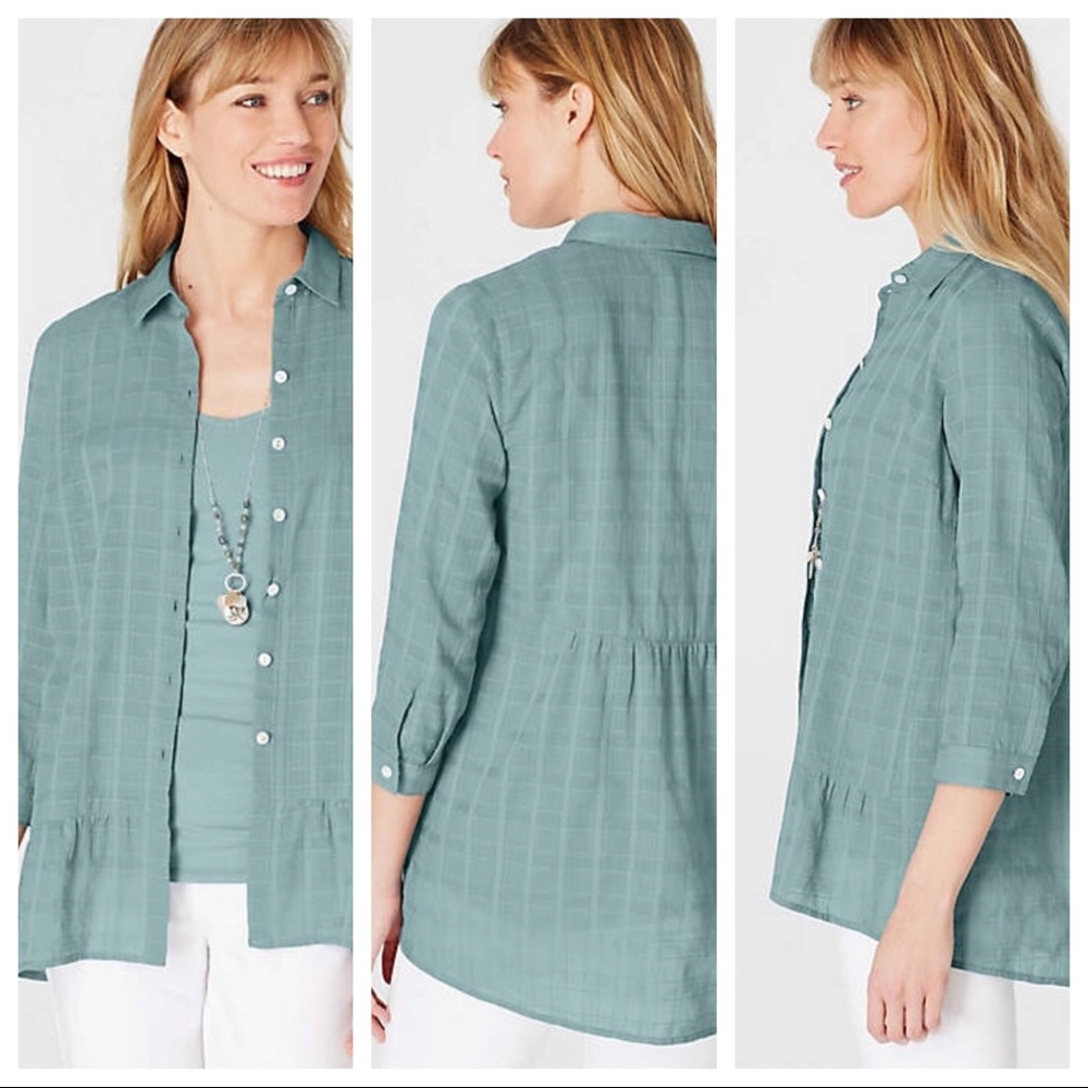 J. JILL Jacquard 3/4 Sleeve Elliptical Blouse NWT